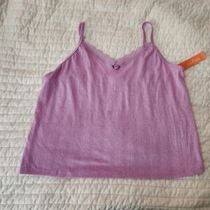 Colsie Purple Pointelle V-neck Cami Tank Lace Trimmed